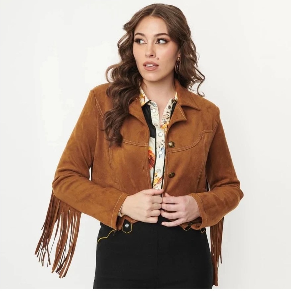 Fringed Brown Suede Jacket - Picture 3 of 8